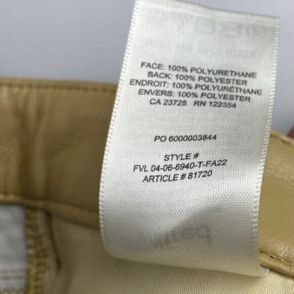WILFRED Aritzia Melina High Waisted Vegan Leather Pants Sz 0 Flax Beige + Flaws - Picture 4 of 8